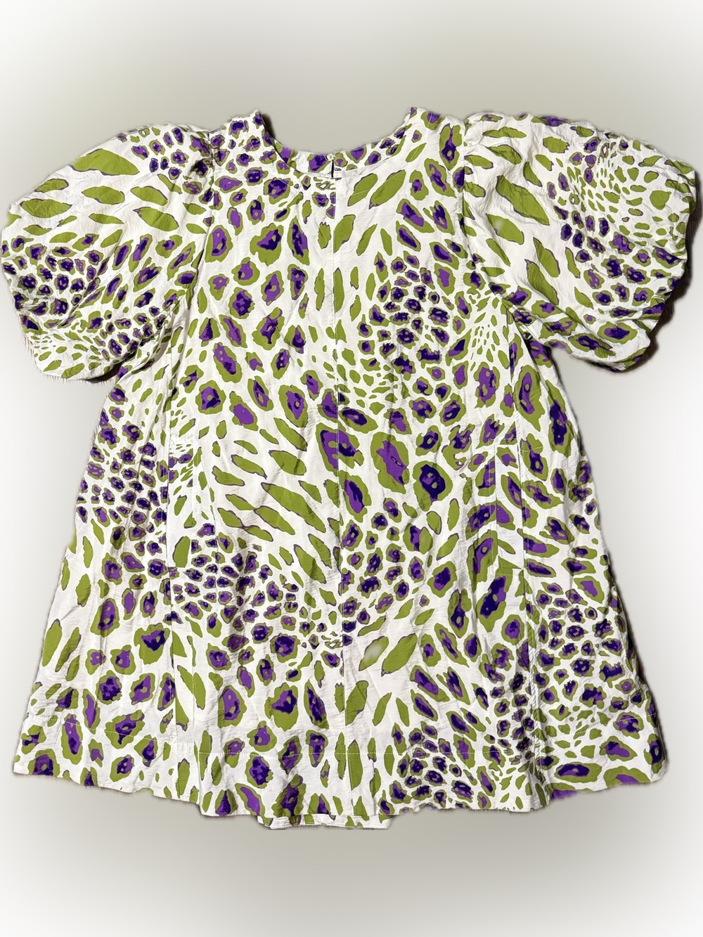Umgee White Dress with Green and Purple  Print